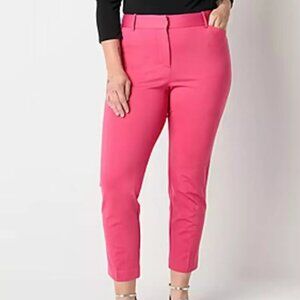 New Liz Claiborne Pants Bottoms Pink Emma Slim Leg Ankle Mid-Rise Plus Size 24W